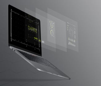 a laptop computer with a screen displaying kdata analysis as an illustration