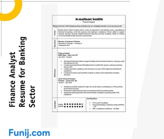 Finance Analyst Resume for Banking Sector