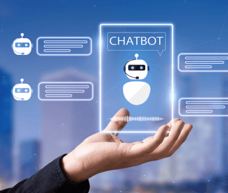 a person holding a chatbot service client personnalisé ia chatbot chatgpt marketing