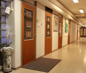 AcuBio Care entrance and main door, 4th floor corridor