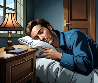 a man is sleeping on a bed in a bedroom
