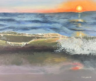 Lake Michigan Painting of a wave, Lake Michigan beach painting