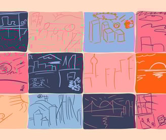 Könül Kina Bayramova flat illustration of a doodle drawing