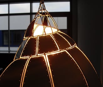 Metalllampe Kunst, Stehlampe aus Draht und Blech, industrial Style, Industriestil, moderne Beleuchtung, Sonderanfertigung