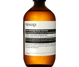 a bottle of aesop body cleanser
