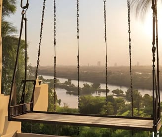 Swing with serene natural view and the Nile River in Jirian project