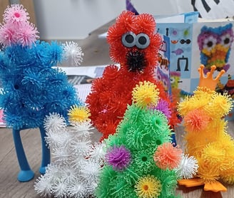 Spikey toy balls made into monsters