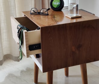 bedside table customised wooden bedroom furniture artpiece