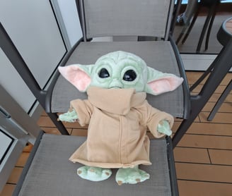 Little Green Stuffed animal on deck chair