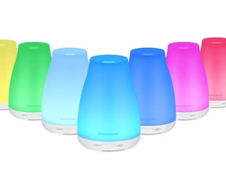 a group of 7 color changing led mood light bulbs
