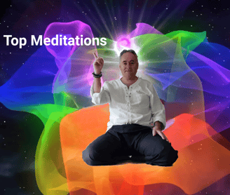 sitting meditation pose with colourful flower background