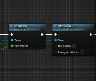 Unreal Engine 5 Blueprint logic for a flash-like spot light.