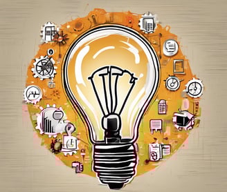 light bulb illustration with website icons , symbolizing the spark of learning
