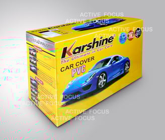 a full color printed paper box of car care products for a car