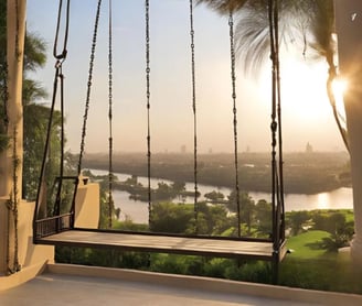 Swing with serene natural view and the Nile River in Jirian project