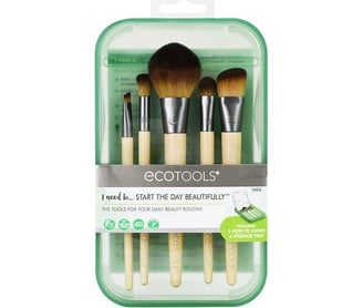 a set of three brushes and a brush for eco - friendly makeup