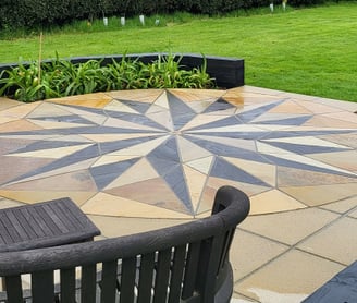 Textured concrete and sandstone paving in norfolk