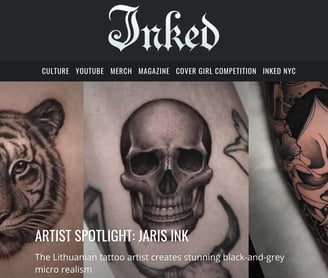 Jaris ink Interview with Inked mag about micro realism tattoos