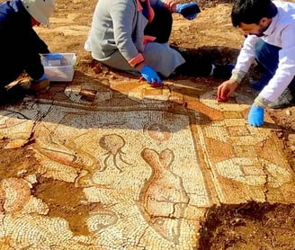 Roman Mosaics Featuring Sea Creatures Unearthed In Turkey