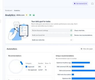 Screenshot of the Alli AI dashboard, one of the best AI SEO tools