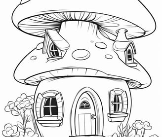 Mushroom house coloring page