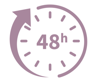 a clock with the words 48 hours