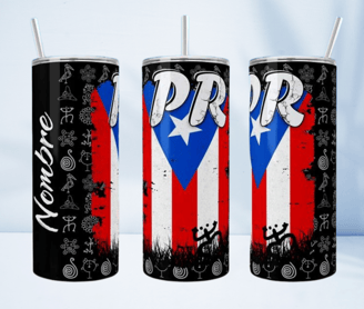 20 oz tumbler with a puertorican flag