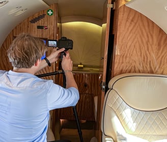 behind the scenes of a privet jet photo shoot with taylwind media