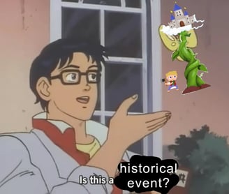 "is this a pigeon meme" but with "is this historical even?" and jack the giant slayer