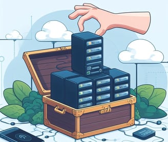 A hand placing a server on top of servers inside a chest.