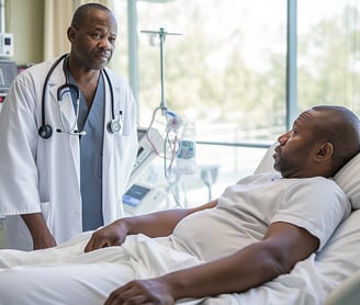 a doctor and patient in a hospital room