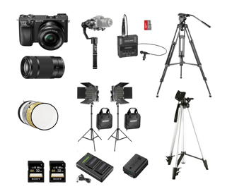 Camara Sony 6300 4k, Kit de luces led, Monitor 4k y grabadora Tascam