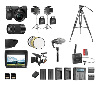 Camara Sony 6300 4k, Kit de luces led, Monitor 4k y grabadora Tascam