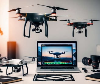 image of multiple drones over a workshop desk