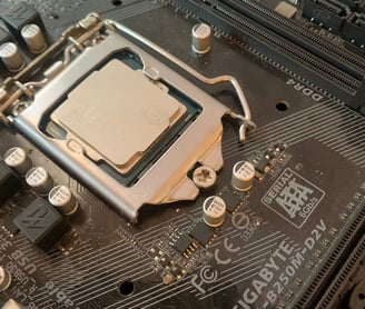 a computer motherboard with a cpu and a cpu
