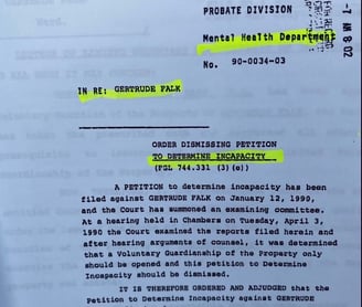 Gertrude Falk was abused by Donna Falk, Bruce Falk and Michael Falk