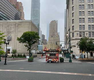 Street Vendors Setting up along Bowling Green