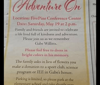 Memorial of William Gabriel Willitts May 19, 2018