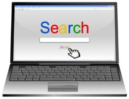 laptop with internet search engine browser window