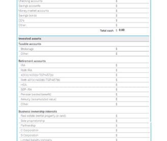 Net Worth Worksheet