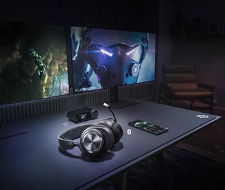SteelSeries Arctis Nova Pro Wireless Gaming Headset on desk