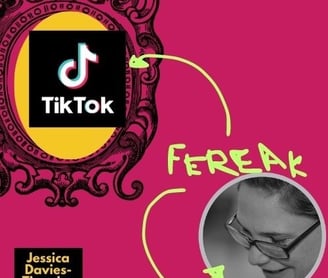 Picture of mirror with TikTok logo. 