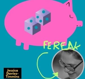 Piggy bank with dice.