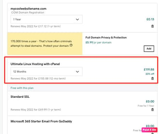 cost of hosting plan