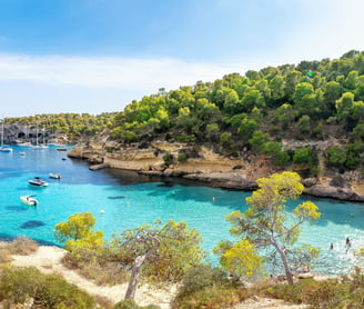 a view of a bay with boats in the water