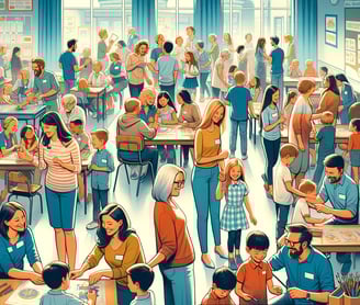 Parents and community members actively participating in a school event