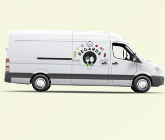 Camion de Regards ,REGARDS, acronyme de Récupération pour Éviter le Gaspillage Alimentaire, Redistri