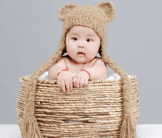 a baby in basket