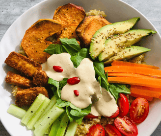 a salad bowl on the table
