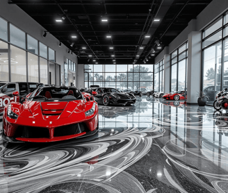 Exotic Car Showroom epoxy floor coating